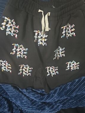 Black Athletic Men's Shorts with Multicolor Stud Accents